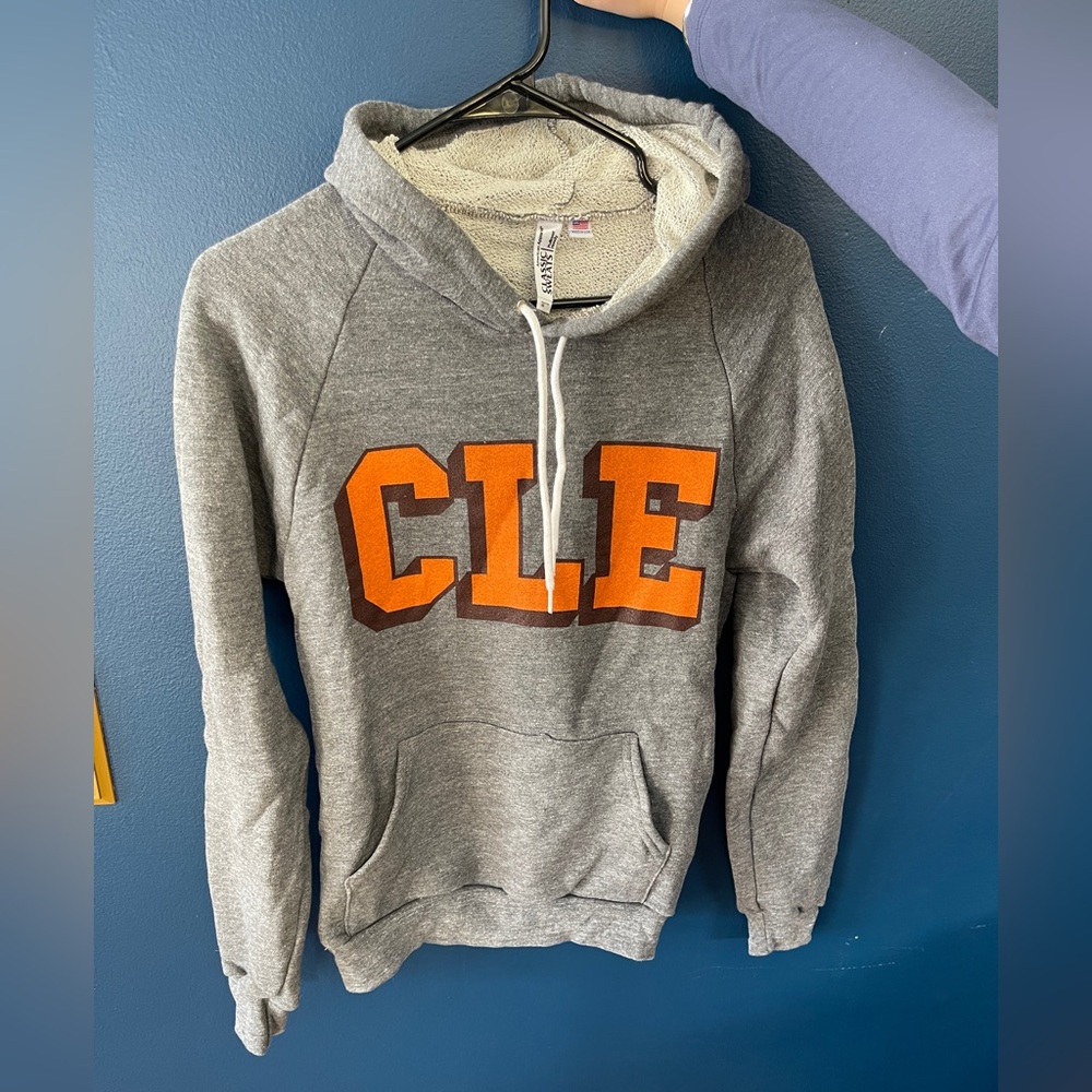 Cleveland Gray Hoodie with CLE BROWNS LETTERING